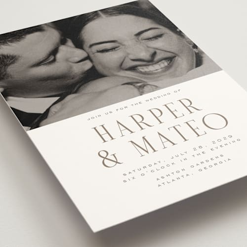 This is a natural wedding invitations with standard by Nicole Walsh called close-up printing on signature in standard