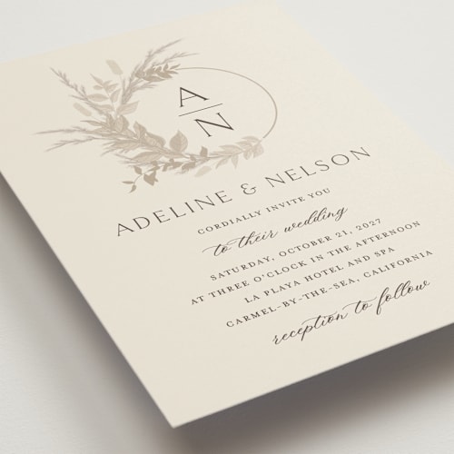 This is a linen wedding invitations with standard by Erin Deegan called preserved fall botanicals printing on signature in standard