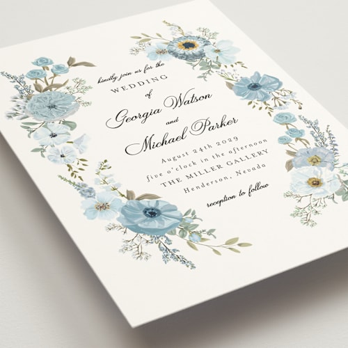 This is a seaside wedding invitations with standard by Susan Moyal called cherished printing on signature in standard
