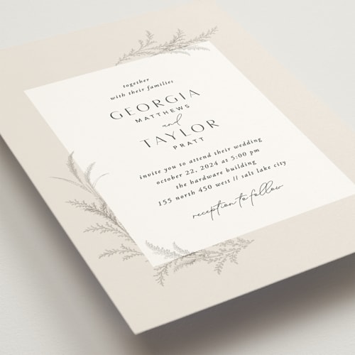 This is a eggshell wedding invitations with standard by Robert and Stella called etched frame printing on signature in standard