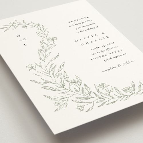This is a fern wedding invitations with standard by Pixel and Hank called floral cascade printing on signature in standard