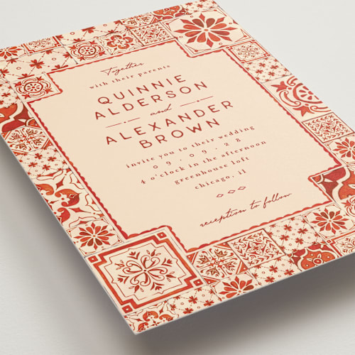 This is a spice wedding invitations with standard by Anastasia Makarova called watercolor tile printing on signature in standard