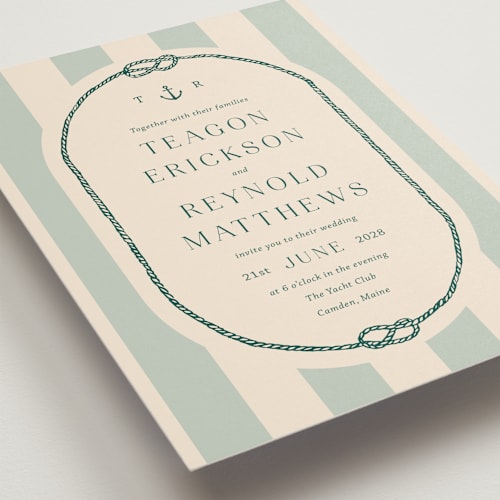 This is a sea glass wedding invitations with standard by Rebecca Durflinger called nautical nuptials printing on signature in standard