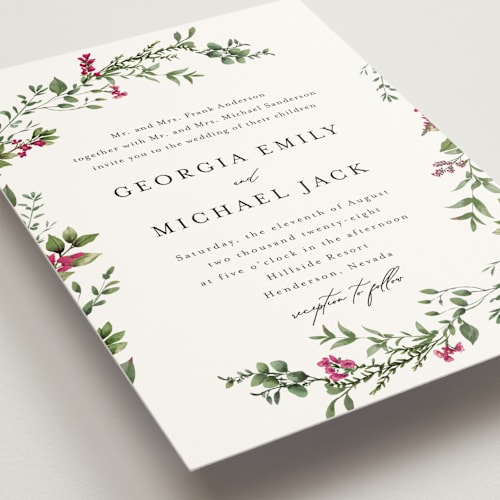 This is a peony wedding invitations with standard by Susan Moyal called romantic florals printing on signature in standard
