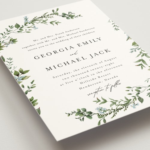 This is a coast wedding invitations with standard by Susan Moyal called romantic florals printing on signature in standard