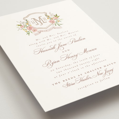 This is a petal wedding invitations with standard by Everett Paper Goods called avalon printing on signature in standard
