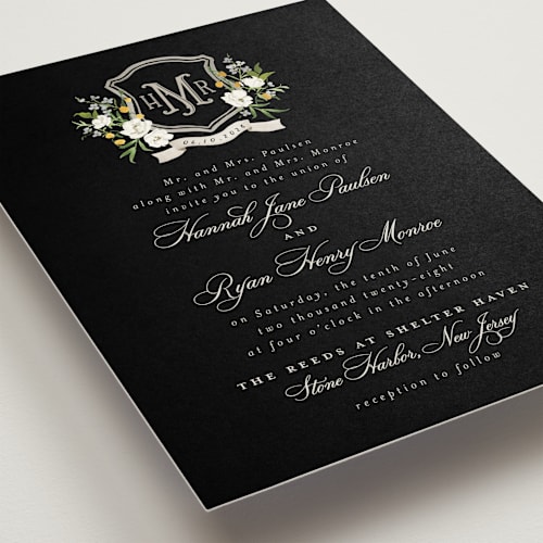 This is a tuxedo wedding invitations with standard by Everett Paper Goods called avalon printing on signature in standard