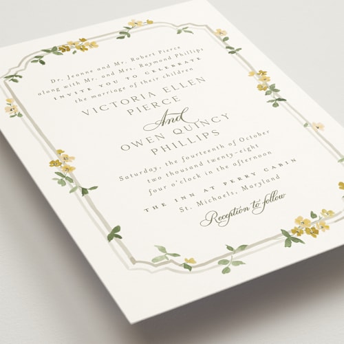 This is a citrine wedding invitations with standard by Everett Paper Goods called wistful printing on signature in standard