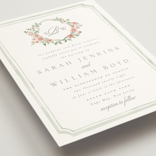 This is a parsley wedding invitations with standard by Everett Paper Goods called chelsea printing on signature in standard