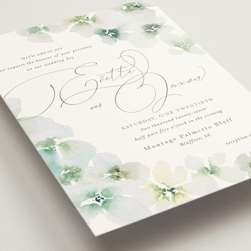 This is a springtime wedding invitations with standard by Design Lotus called whispered printing on signature in standard