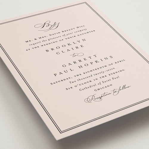 This is a rose wedding invitations with standard by Amy Kross called overlapping printing on signature in standard