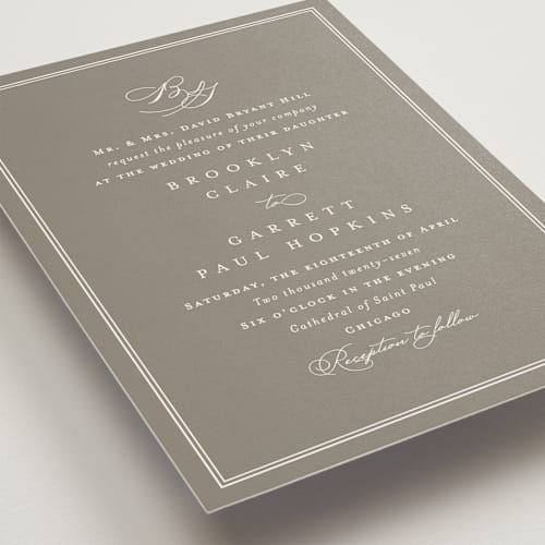 This is a slate wedding invitations with standard by Amy Kross called overlapping printing on signature in standard