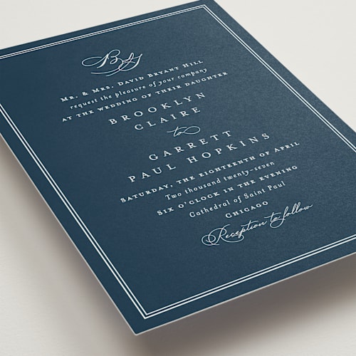 This is a azure wedding invitations with standard by Amy Kross called overlapping printing on signature in standard