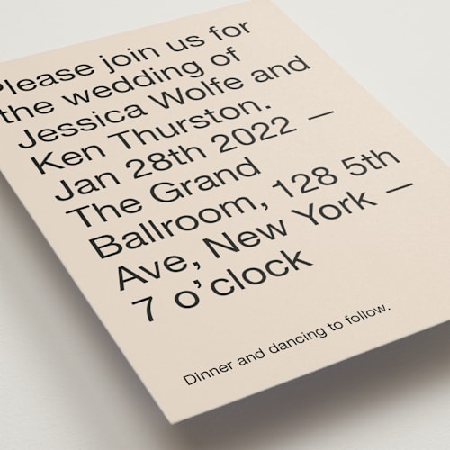 This is a buff wedding invitations with standard by Jack Knoebber called proposal printing on signature in standard