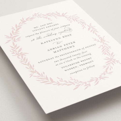 This is a blossom wedding invitations with standard by Kimberly FitzSimons called gathered printing on signature in standard