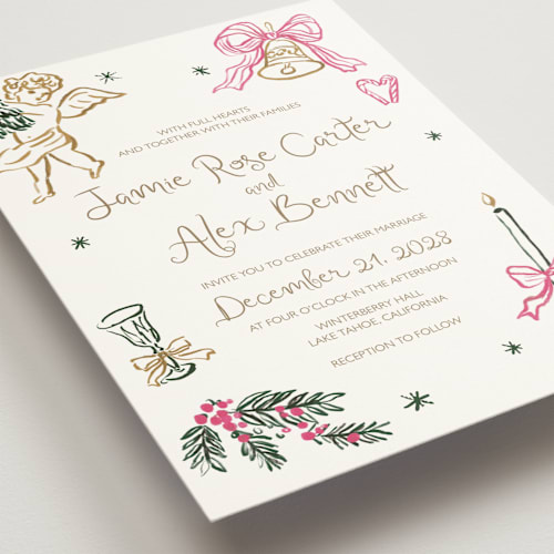 This is a fairy tale wedding invitations with standard by Cass Loh called holidays ink doodles printing on signature in standard