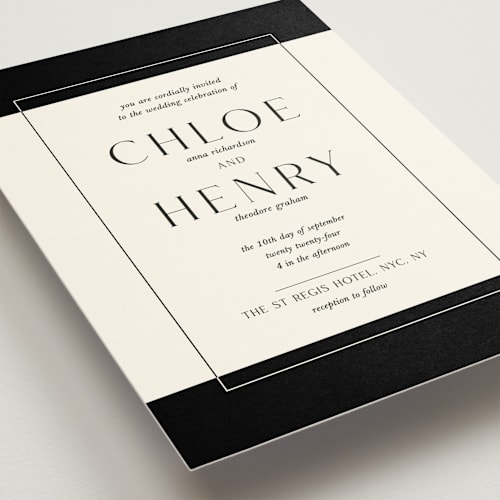 This is a onyx wedding invitations with standard by Monika Konieczna called simple elegance printing on signature in standard