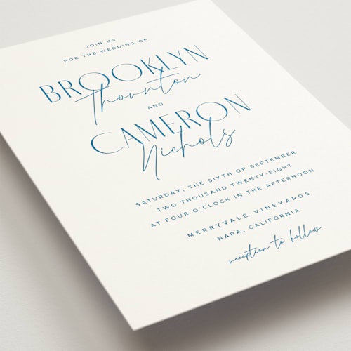 This is a sky wedding invitations with standard by Kelly Schmidt called arabilla overlap printing on signature in standard