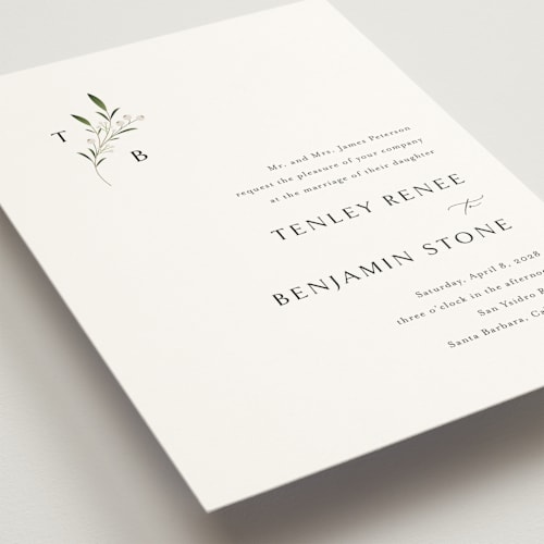 This is a cotton wedding invitations with standard by Jennifer Postorino called gentle whisper printing on signature in standard