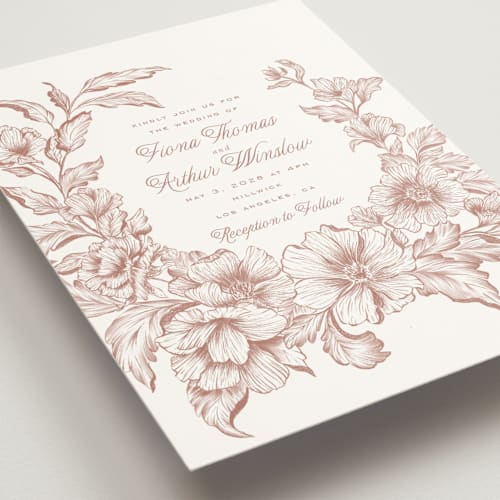 This is a harvest wedding invitations with standard by Leah Bisch called wreath in bloom printing on signature in standard