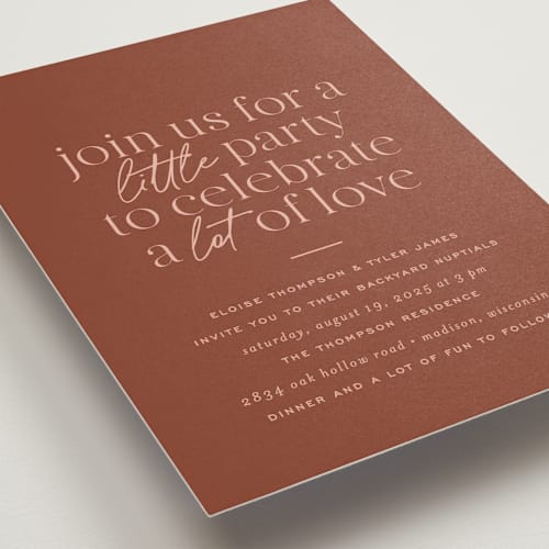 This is a sienna wedding invitations with standard by Jessica Corliss called little party big love printing on signature in standard