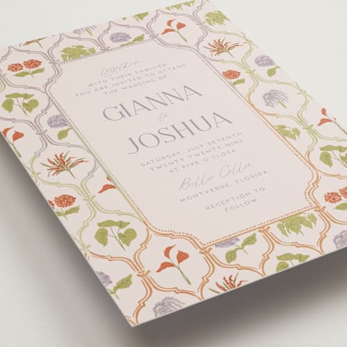 This is a botanical meadow wedding invitations with standard by Vera Lim called the gallery printing on signature in standard