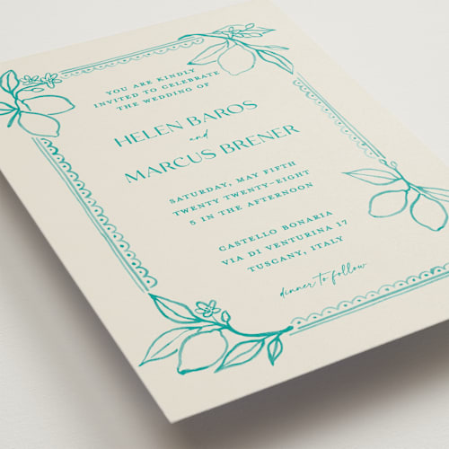 This is a sea wedding invitations with standard by Pati Cascino called mediterraneo printing on signature in standard