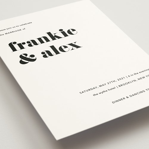 This is a silk wedding invitations with standard by JoAnn Jinks called letters printing on signature in standard
