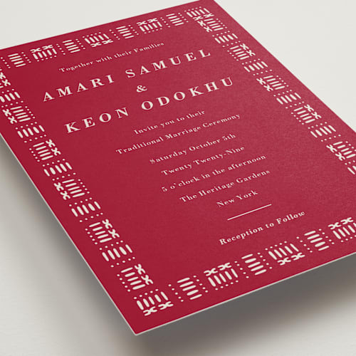 This is a ruby wedding invitations with standard by Oma N. Ramkhelawan called amari printing on signature in standard