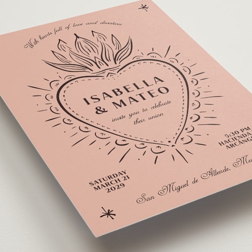 This is a sienna wedding invitations with standard by Ani Somi called milagro printing on signature in standard