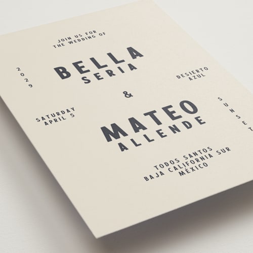 This is a baja blue wedding invitations with standard by Ani Somi called coyota printing on signature in standard