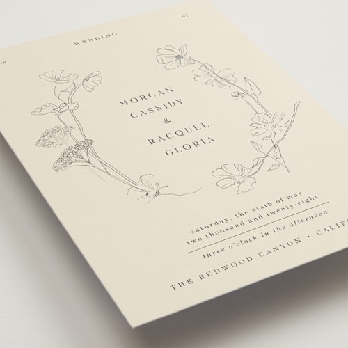 This is a ivory wedding invitations with standard by Baumbirdy called floral stamp printing on signature in standard
