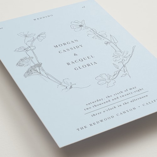 This is a mermaid wedding invitations with standard by Baumbirdy called floral stamp printing on signature in standard