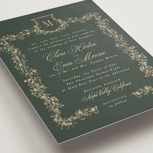 This is a ivy wedding invitations with standard by Leah Bisch called arbour printing on signature in standard