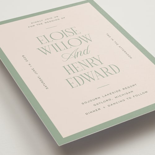 This is a fern wedding invitations with standard by Pixel and Hank called threaded printing on signature in standard