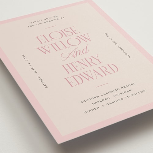 This is a petal wedding invitations with standard by Pixel and Hank called threaded printing on signature in standard