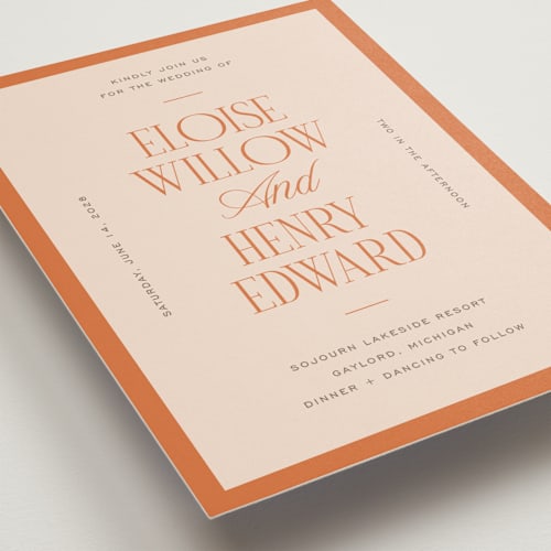 This is a sunshine wedding invitations with standard by Pixel and Hank called threaded printing on signature in standard