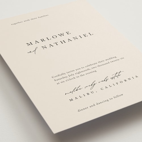 This is a linen wedding invitations with standard by Kelly Schmidt called astoria printing on signature in standard