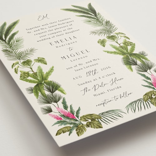 This is a lime wedding invitations with standard by Elly called tropical garden printing on signature in standard