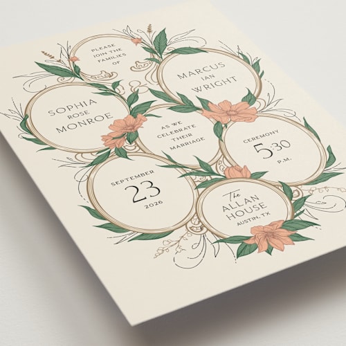 This is a almond wedding invitations with standard by GeekInk Design called charming printing on signature in standard