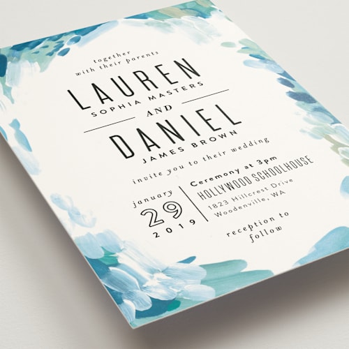 This is a ocean wedding invitations with standard by Alethea and Ruth called gallery abstract art printing on signature in standard