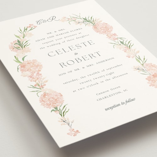 This is a bali wedding invitations with standard by Claudia Orengo called hydrangea printing on signature in standard