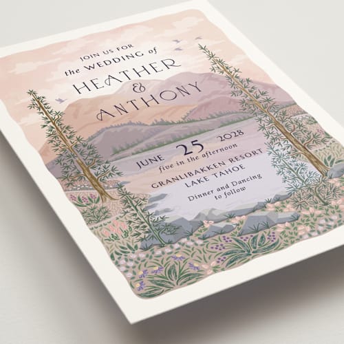 This is a blush wedding invitations with standard by Paper Sun Studio called sierra printing on signature in standard