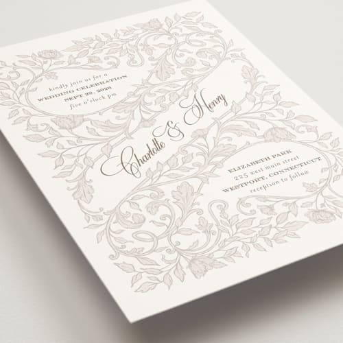 This is a natural wedding invitations with standard by BR Designs called vintage flourishes printing on signature in standard