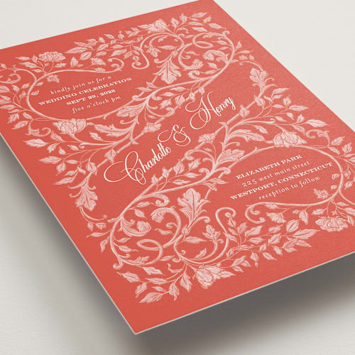 This is a sunset wedding invitations with standard by BR Designs called vintage flourishes printing on signature in standard