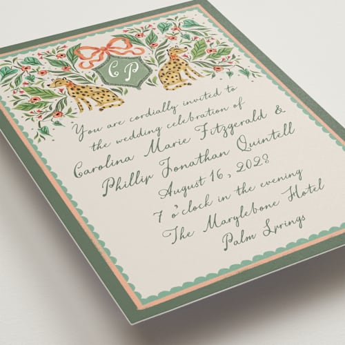 This is a meadow wedding invitations with standard by Jackie Crawford called whimsical hand illustrated crest printing on signature in standard