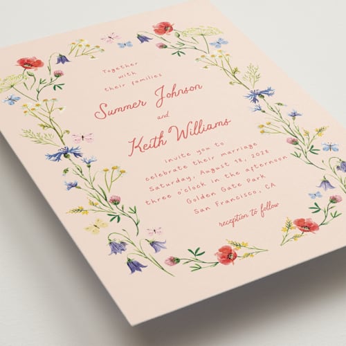 This is a apricot wedding invitations with standard by frau brandt called wildflower romance printing on signature in standard