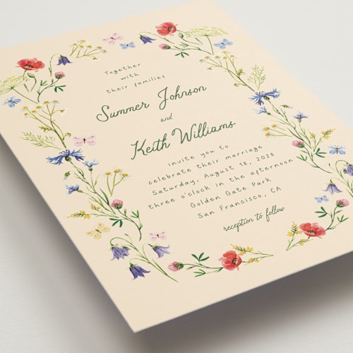 This is a champagne wedding invitations with standard by frau brandt called wildflower romance printing on signature in standard