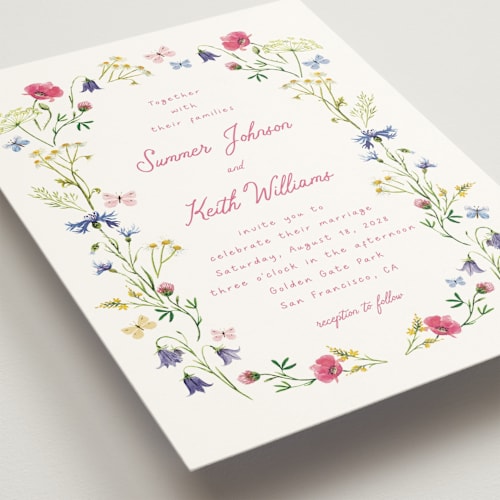 This is a peony wedding invitations with standard by frau brandt called wildflower romance printing on signature in standard