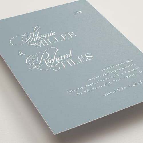 This is a sea wedding invitations with standard by Melanie Kosuge called sibonie printing on signature in standard